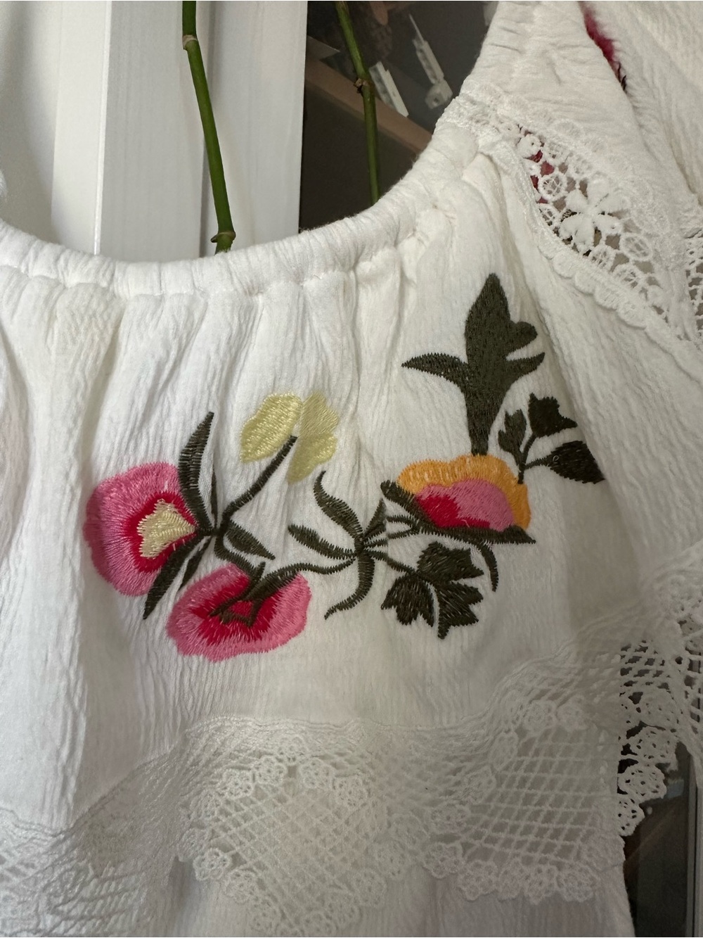 Altar'd State White Embroidered Ruffle Off-Shoulder Top - Picture 4 of 4
